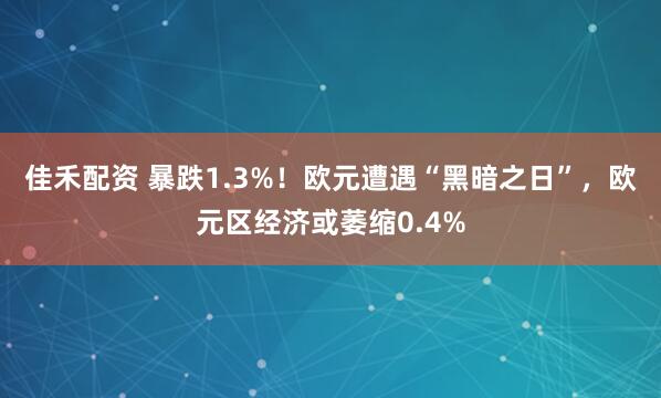 佳禾配资 暴跌1.3%！欧元遭遇“黑暗之日”，欧元区经济或萎缩0.4%